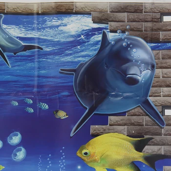 3d popüler Yunuslar Deniz Akvaryumu Yunuslar Çocuk Odası Poster Çıkartma Sualtı Dünyası Oturma Odası ve Yatak Odası Dekorasyonu Duvar Çıkartmaları