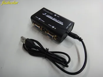 Flashcolor VGA Splitter 2 port VGA Video splitter MHZ'LİK 1 Giriş 2 Çıkış desteği USB güç adaptörü