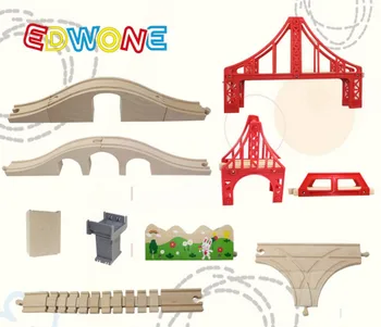 EDWONE Kayın Thomas Köprüsü Demiryolu aksesuarlar Thomas ve Brio Ahşap Tren Eğitici Çocuk/ Çocuklar Oyuncak Birden çok parça uygun