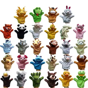 Çocuklarla İnteraktif 27 renkleri Çocuklar için El Kuklaları Parmak Oyuncak Bebek Oyuncak Bebek Peluş Kuklalar etrafında Noel Oyuncak Hippo