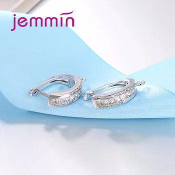 Jemmin 10 adet/Lot Moda Kadın Hoop 925 Gümüş CZ Pave Kadınlar için Takı Bulgular Küpe DİY Küpe