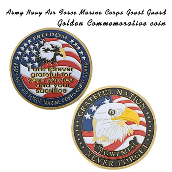 WR ABD Ordusu Deniz Kuvvetleri Hava Kuvvetleri Deniz Kuvvetleri Sahil Güvenlik Koleksiyon İçin para 24K Altın Kaplama Metal Meydan Sikke Özelleştirilmiş