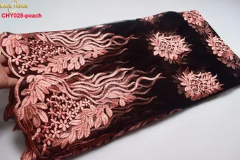 2017 Afrika Dantel Kumaş CHY028 elbise İçin Nijeryalı Dantel Kumaş Gelinlik Yüksek Kaliteli Fransız Tül Kumaş Dantel İşlemeli