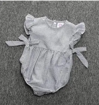2016 kız bebek tulumu sevimli yay kız elbise kısa kollu pamuk çocuklar genel elbiseleri bebe yenidoğan bebek giyim romper