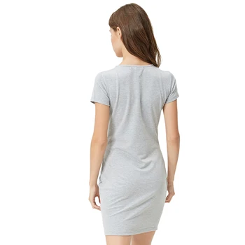 1075 GLO-HİKAYE Kadın Rahat T shirt Elbise 2017 Harf Baskı Kısa Kollu Yüksek Sokak Moda Pamuk Mini Elbise Vestidos