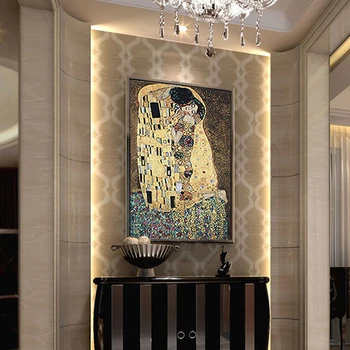 Aşk Duvar 90x140cm Gustav Klimt - öpücük Düğün hediyesi Sembol goblen Elbise kadın Eve jacauard kumaş tekstil Aubusson asılı