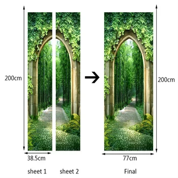 3D duvar Kağıdı Çin Tarzı Bambu Grove Manzara Fotoğraf Duvar Duvar Kapı Sticker Oturma Odası Çalışma, Ev Dekor PVC duvar Kağıdı 3 D