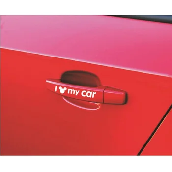Arabamı SEVİYORUM yansıtıcı araba komik sticker kişiselleştirilmiş Mickey Mouse araba çıkartma etiket seviyorum