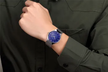 CRRJU Yeni Moda Erkek Ultra İnce Kuvars Erkek Lüks Marka İş Saati Paslanmaz Çelik Hasır Bant su Geçirmez İzle Saatler