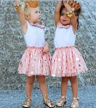 Yaz Yeni Sevimli Bebek Çocuklar Kızlar Nokta Tül Topu cüppe Elbise Çocuklar Kız Prenses Elbise Yaz Giyim Parti Sundress Kolsuz