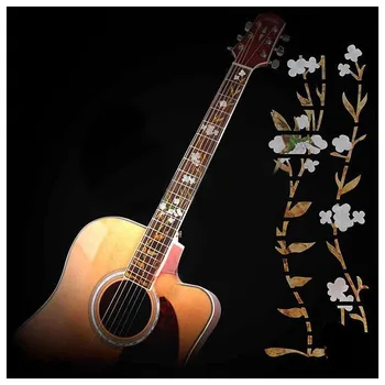 Müzik-S Gitar Bas Kakma Sticker Klavye Marker Çiçekler Çim ve Kuş Çıkartma İnce