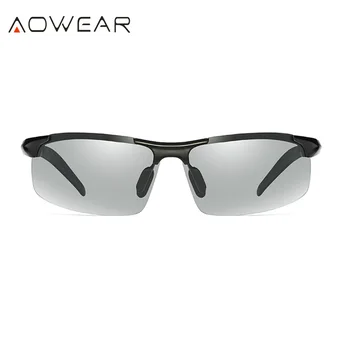 AOWEAR Marka Tasarımcısı Fotokromik güneş Gözlüğü Erkek Gözlük Erkek Aviator Polarize UV Alaşım Mens-Sürüş Gafas resistantgoggles