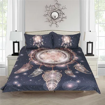 Yastık Seti rüya yakalayıcı ay siyah çapa Nevresim takımı çift tam kraliçe kral yatak örtüsü Yatak Örtüsü yatak seti ikiz