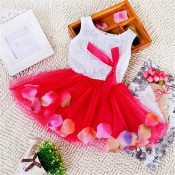 Bebek Bebek Çocuk Kız Prenses Parti Tutu Dantel Yay Çiçek Toptan Elbise Elbise