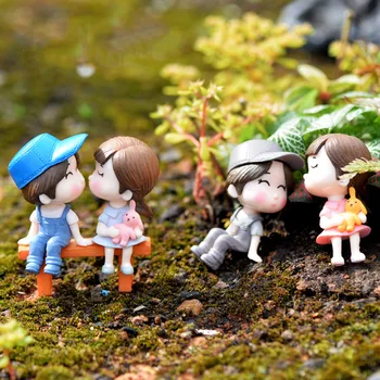 İNKANEAR Mini Tabure Çiftler Bebek Peri Bahçe Minyatür Dekor Dollhouse/Teraryum oyuncaklar DİY Mikro Manzara Heykelcik