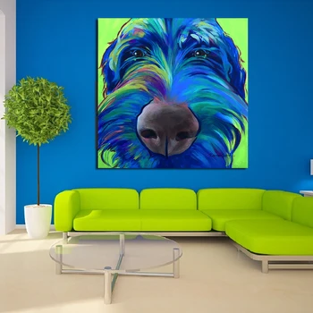 Oturma Odası Tuval Sanat Ev Dekorasyonu Modern Çerçeve yağlı Boya İçin JQHYART Hayvan Boyama Sevimli Köpek Sanat Duvar Resimleri
