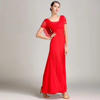 Kırmızı balo salonu dans elbiseler balo vals dans kıyafetleri valsi foxtrot flamenco, modern dans kostümleri için elbiseler