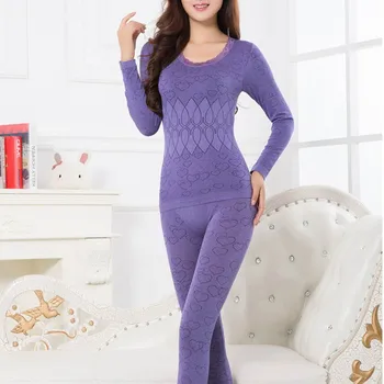 Sonbahar Kış Kadın Uzun kollu Samimi Pijama Takım Kadın Sıcak tutan iç Çamaşırı Dantel Boyun Kadın Giyim-