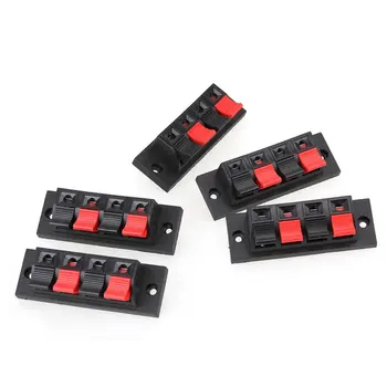 5 4 Pin Kırmızı ve Siyah Yaylı İtmeli Tip Hoparlör Ses Terminal Konnektör Paketi
