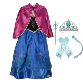 Çok Renkli Yeni Varış Kızlar Kızlar Elbise Çocuk Prenses Düğün Parti İçin Prenses Anna Elsa Elbise Cosplay Kostüm Elbise