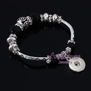 20CM moda 925 Gümüş 183 Cam ve Kristal Avrupa Çekicilik Boncuk Snap Düğmesi Bilezik Kadınlar İçin Genç