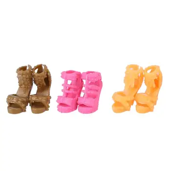 Moda Bebek 10 Çift Ayakkabı Kızlar için Barbie Bebek için çeşit çeşit Topuklu Sandalet Aksesuarları Kıyafet Prenses Ayakkabıları Oyuncak Renkli