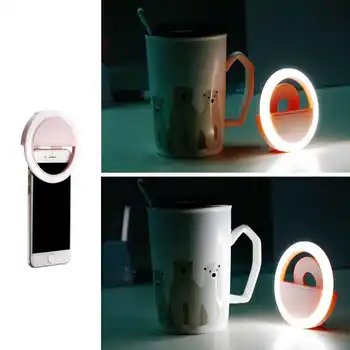 Güzelleştirmek Deri USB İle Selfie Halka Işık klip iPhone Samsung Telefon için Flash Fotoğrafçılık Işık Lambası Şarj LED