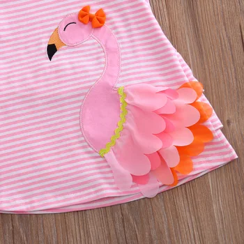 Pembe Bebek Kız Çocuk Giysileri Rahat Kolsuz 0 Parti Yarışması Kuğu Prenses Elbise Plaj Giyim Çizgili Elbise 4Y-