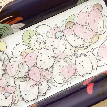 (1 Torba) 50 Adet/lot Diy Sevimli Karikatür Kawaii Pvc Günlüğü Dekorasyon Ücretsiz Kargo İçin Güzel Kedi Ayı Sticker Çıkartmalar