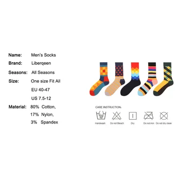 Mutlu LİBERQEEN 5 çift/çok Komik Yeni Moda Erkek Penye Rahat Mürettebat Yenilik Elbise İş Çorap Düğün hediyesi Çorap