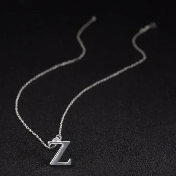 Klasik mektup Z standart kolye 925 gümüş zincir moda basit stil kadın kolye tanışma Partisi