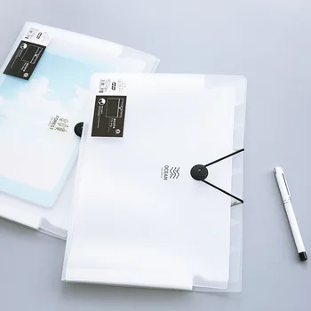 İle A4 Plastik Dosya Klasörü Taşınabilir dosya Klasörü Düğmesi Şeffaf Dolgu Kağıt Çanta Organizer Ofis Okul Malzemeleri
