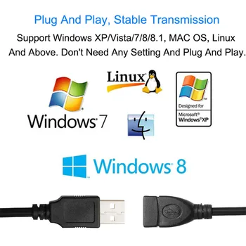 Yazıcı İçin Dişi Uzatma Kablosu Konnektör Adaptörü, Veri Kablosu, Yüksek Hızlı USB 2.0 Erkek Kamera Fare USB Flash Sürücü Klavye