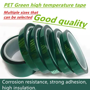 PCB Lehim Kaplama Yalıtım Koruması için sıcak 8mm X toplam 33 Isıya dayanıklı PET Yeşil Yüksek Sıcaklık Maskeleme Koruyucu Bant