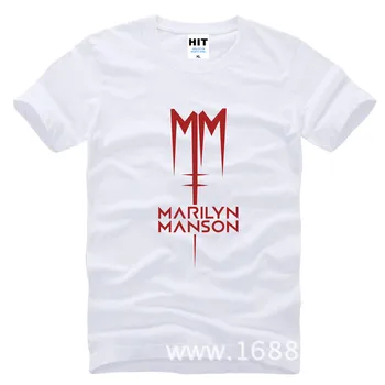 Klasik Marilyn Manson Rock T Shirt Mens 2016 Erkekler Kısa Kollu Pamuk Rahat T-shirt Tee Camisetas Hombre Tshirt