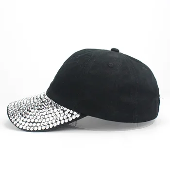 Kadın elmas Taklidi Beyzbol Şapkası Kovboy siyah beyaz renk fashon snapback Hip Hop şapka kızlar kadın Casquette Caps