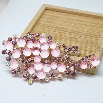 Klasik büyük renkli düğmeler kristal rhinestone broş buket düğün altın renkli aksesuar takı B1434 pin rose