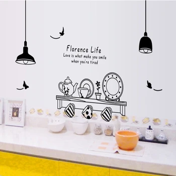 Ücretsiz Kargo florence hayat çıkarılabilir duvar çıkartmaları mutfak restoran çay bardağı dekoratif duvar çıkartmaları duvar dolap