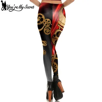 [2017 Metal Tasarım Kadın sırrımsın] Kadın Steampunk Fitness leggin 3D Yazıcı Dişli Cosplay Pantolon Tozluk