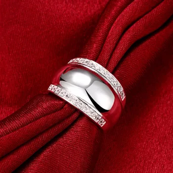 Modern 925 damgalı Gümüş Kadın Adam Görünmez Ayarı CZ Kristal Düğün Nişan Yüzüğü Mücevher Yüzük kaplama