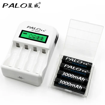 PALO NC01 4 bağımsız şarj Yuvası AA / AAA 1.2 Volt Li-Ion Piller için Akıllı Pil Şarj Cihazı LCD Ekran