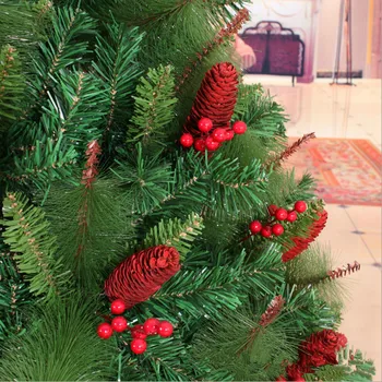 Noel Noel, Yeni Yıl 1,8 m / 180cm kırmızı meyveler karışık çam iğne çam ağacı süsü kozalakları Yılbaşı hediyeleri