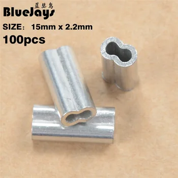 BlueJays 100pcs/lot 15 mm x 2.2 mm Gümüş Çift delik Alüminyum Balıkçılık Balıkçılık Boru Tel Boru Kıvrımlı Kollu Olta Konnektör