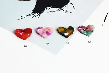 Toptan 50pcs Plastik Akrilik Kalp Çekicilik Kolye Takı DİY Zanaat Uygun Moda Anahtarlık Bilezik Küpe Reçine Renkli