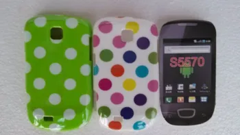 OEEKOİ Polka Samsung Galaxy Mini S5570 Telefonu Çanta için Yumuşak PDA Deri Kılıf kılıfı Noktalar