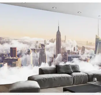 Bulutların beibehang Özel büyük fresco 3d fotoğraf duvar kağıtları, HD soyut şehir deniz 3d duvar kağıdı oturma odası arka plan manzara