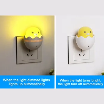 1 adet AB Fiş prize Lambaları Gece Işığı AC 220V Işık Kontrol Sensörü Sarı Ördek Yatak Odası Sevimli Çocuklar için Hediye LED Lamba