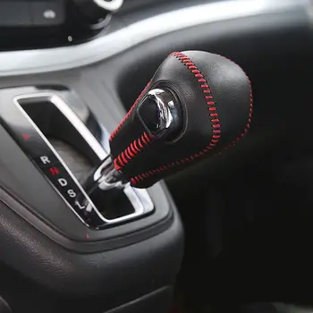 El-Honda CR-V CRV 2012-2016 Araba İçin PU Deri Araba Vites Topuzu Sopa Kapağı Döşeme Dikiş Vites Yaka Stil Dikişli