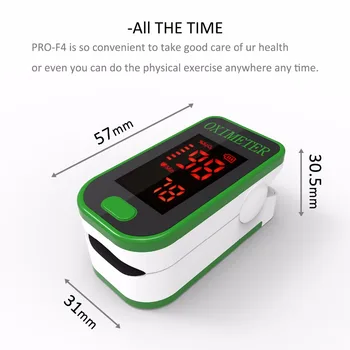1 Dk PRO-F4 Parmak Pulse Oksimetre,Kalp atışı Nabız, Kan Oksijen TÜKETİMİ CE Onayı Monitör Doygunluk-Yeşil