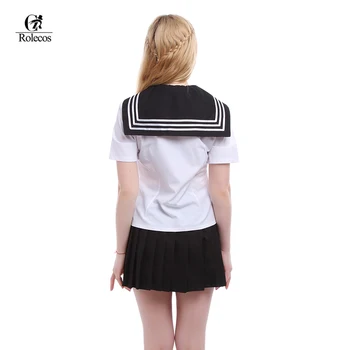 Cosplay Kostümleri Beyaz Donanma Okul Üniforması ABD Boyutu Japonya Okul Kız Elbise Gömlek Denizci Üniformaları